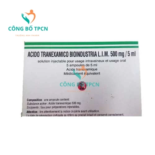 Acido Tranexamico 500mg/5ml Bioindustria - Thuốc phòng và điều trị chảy máu