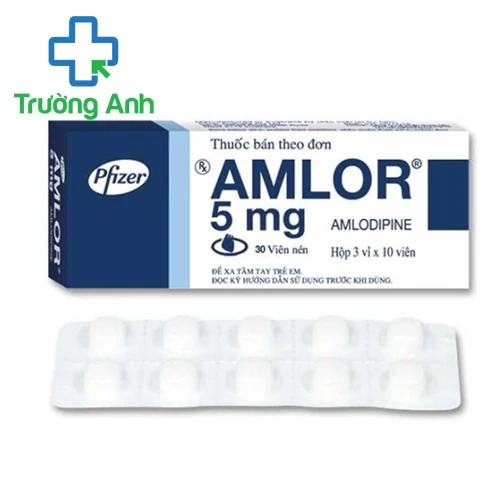 Amlor 5mg (viên nén) - Thuốc điều trị huyết áp cao, đau thắt ngực mạn tính