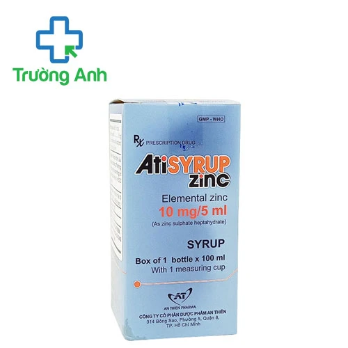 Atisyrup zinc - Hỗ trợ bổ sung kẽm hiệu quả cho cơ thể 