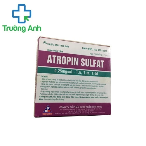 Atropin sulfat 0,25mg/ml Vinphaco - Thuốc điều trị co thắt cơ trơn