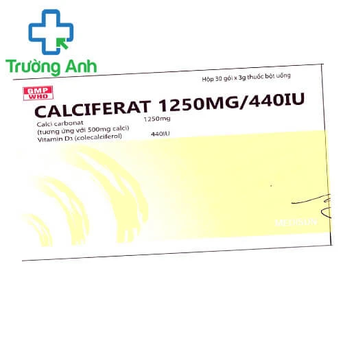 Calciferat 1250 mg/440 IU Medisun - Thuốc phòng và điều trị loãng xương