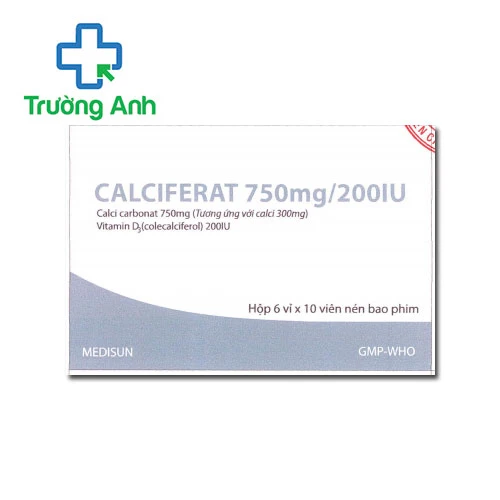 Calciferat 750mg/200IU Medisun - Giúp bổ sung calci và Vitamin D cho cơ thể