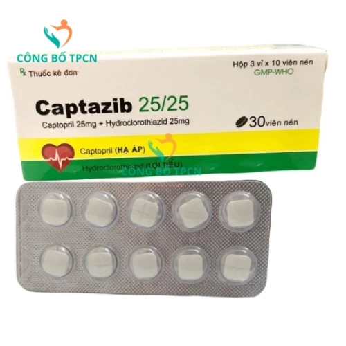 Captazib 25/25 - Thuốc điều trị tăng huyết áp của Tipharco