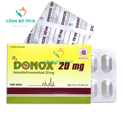 Donox 20mg - Thuốc điều trị các cơn đau thắt ngực của Domesco