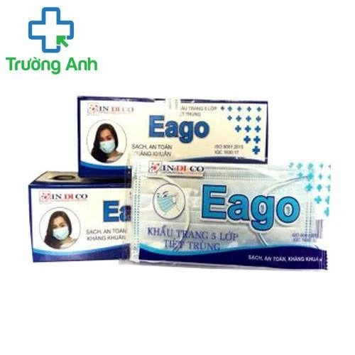 Eago - Khẩu trang 5 lớp (màu xanh) - Giúp ngăn khói bụi, vi khuẩn