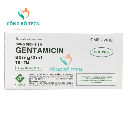 Gentamicin 80mg/2ml Vidipha - Thuốc điều trị nhiễm khuẩn nặng hiệu quả (10 hộp)