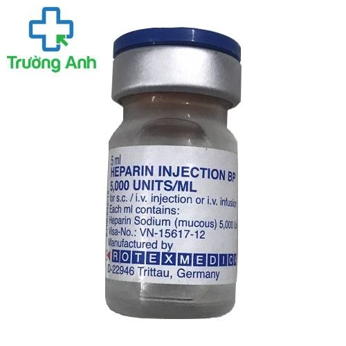 Heparin Injection BP 5000Units/ml Rotexmedica - Thuốc điều trị huyết khối tĩnh mạch
