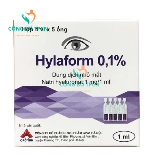 Hylaform 0,1% - Giúp điều trị khô mắt, rối loạn biểu mô giác mạc