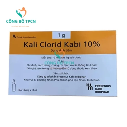 Kali clorid Kabi 10% 1g/10ml - Thuốc điều trị chứng hạ kali huyết hiệu quả
