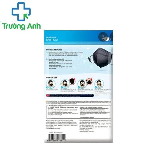 Khẩu trang 3M KF94 9013 Black - Giúp ngăn khói bụi, vi khuẩn