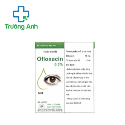 Ofloxacin 0,3% Hanoi pharma - Thuốc nhỏ mắt điều trị nhiễm rung ngoài mắt hiệu quả
