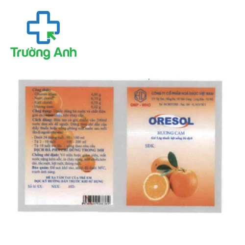 Oresol hương cam Hóa dược 5,6g - Giúp điều trị các chứng mất nước