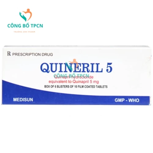 Quineril 5 - Thuốc điều trị tăng huyết áp vô căn, suy tim ứ huyết của Medisun