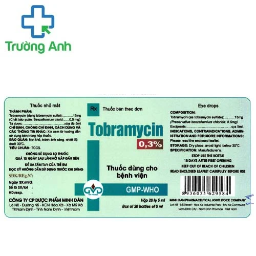 Tobramycin 0,3% MD Pharco - Điều trị các bệnh nhiễm khuẩn mắt