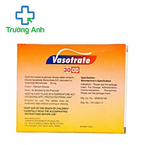 Vasotrate-30 OD - Thuốc điều trị đau thắt ngực, suy tim, tăng huyết áp hiệu quả