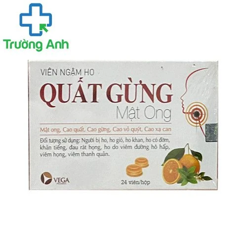 Viên ngậm ho Quất gừng mật ong Vega - Giúp giảm ho, loãng đờm hiệu quả