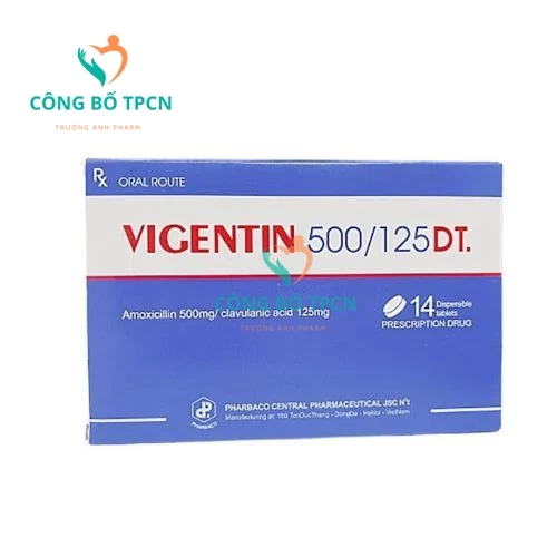 Vigentin 500/125 DT Pharbaco (viên nén phân tán) - Thuốc điều trị nhiễm khuẩn hiệu quả