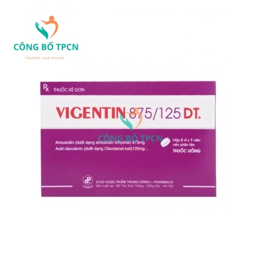 Vigentin 875/125 DT Pharbaco  (viên nén phân tán) - Thuốc điều trị nhiễm khuẩn hiệu quả