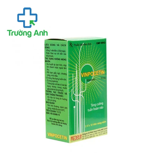 Vinpocetin 10mg Medisun - Thuốc điều trị thiểu năng tuần hoàn não