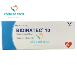 Bidinatec 10 Bidiphar - Thuốc điều trị huyết áp cao và suy tim hiệu quả