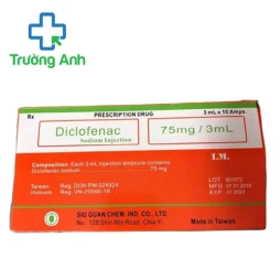 Diclofenac sodium Injection 75mg/3ml Siu Guan - Thuốc điều trị viêm xương khớp hiệu quả