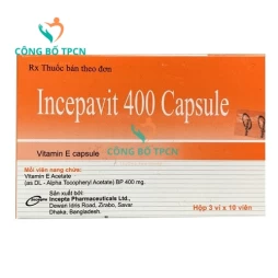 Incepavit 400 Capsule - Thuốc phòng và trị thiếu vitamin E, chống oxy hóa