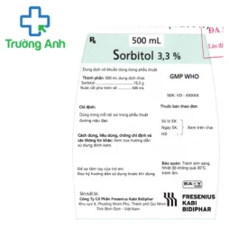 Sorbitol 3,3% 500ml Fresenius Kabi - Dùng trong phẫu thuật niệu đạo